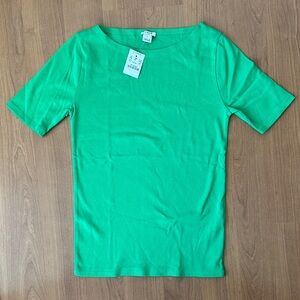 J. Crew Green Short Sleeve Boatneck Tee